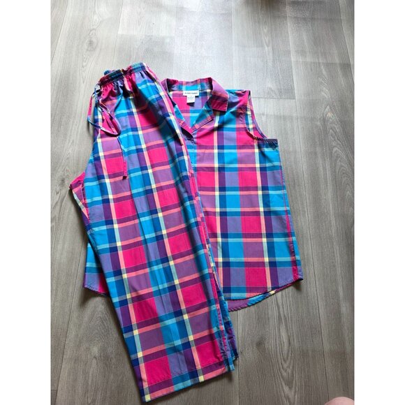 Alfred Dunner Womens Plaid Sleeveless Top & Drawstring Pants Set Size 12 - Picture 2 of 9